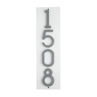 Signe vertical flottant à 4 chiffres, chiffres blancs / argentés modernes