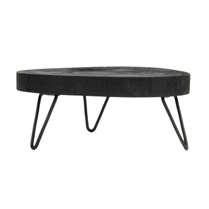 Piédestal décoratif en bois de paulownia, H 4 po x L 9 po x P 9 po, Noir