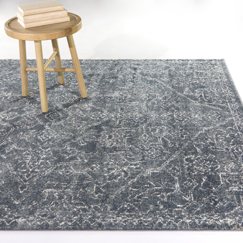 Penalba Blue Transitional Medallion Area Rug, 7'10" x 10'