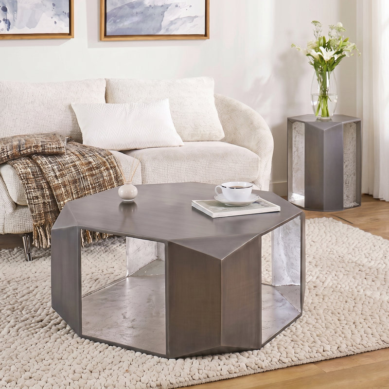 Table basse et table de bout 529 - argent, Silver