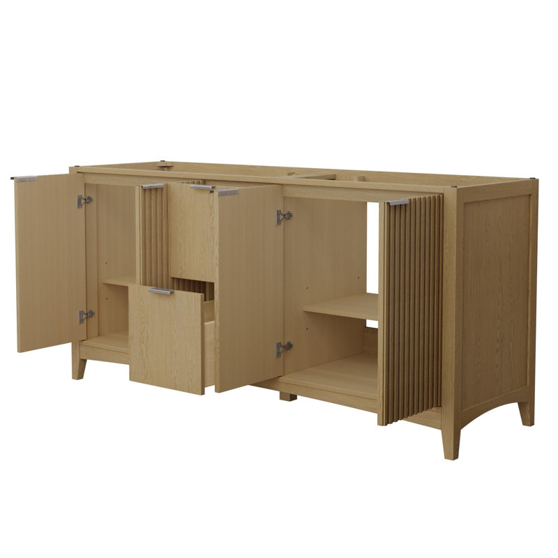 Palmilla 71.25" Freestanding Double Bathroom Vanity Base Only, Beige, Brushed Nickel