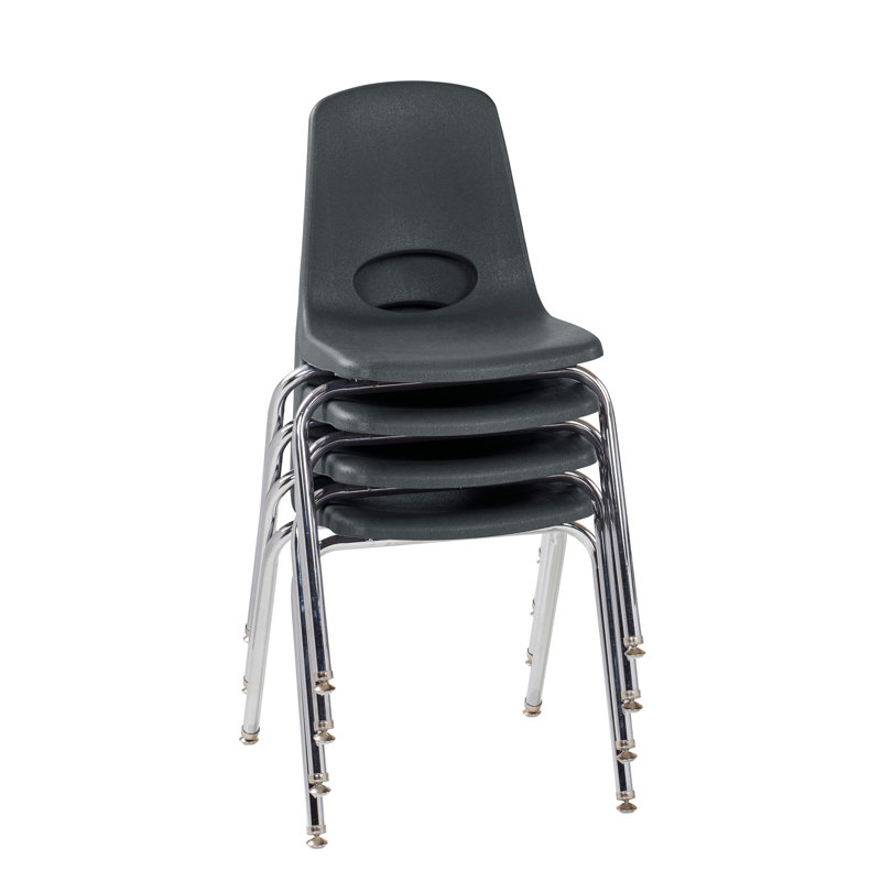 Black Molded Plastic Classroom Stack Chair with Chrome Legs