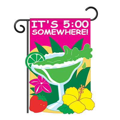 Drapeau de jardin 19 po x 13 po en polyester Thaxton Happy Hour