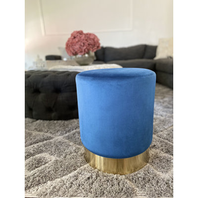 Alanni 14'' Wide Velvet Round Standard Ottoman