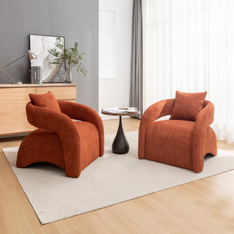 Hijinio Upholstered Armchair, Orange Polyester Blend