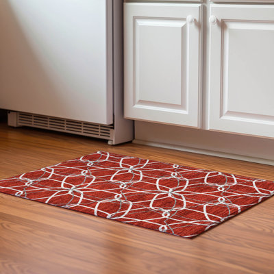 Premium Machine Washable Prisco Red Rug