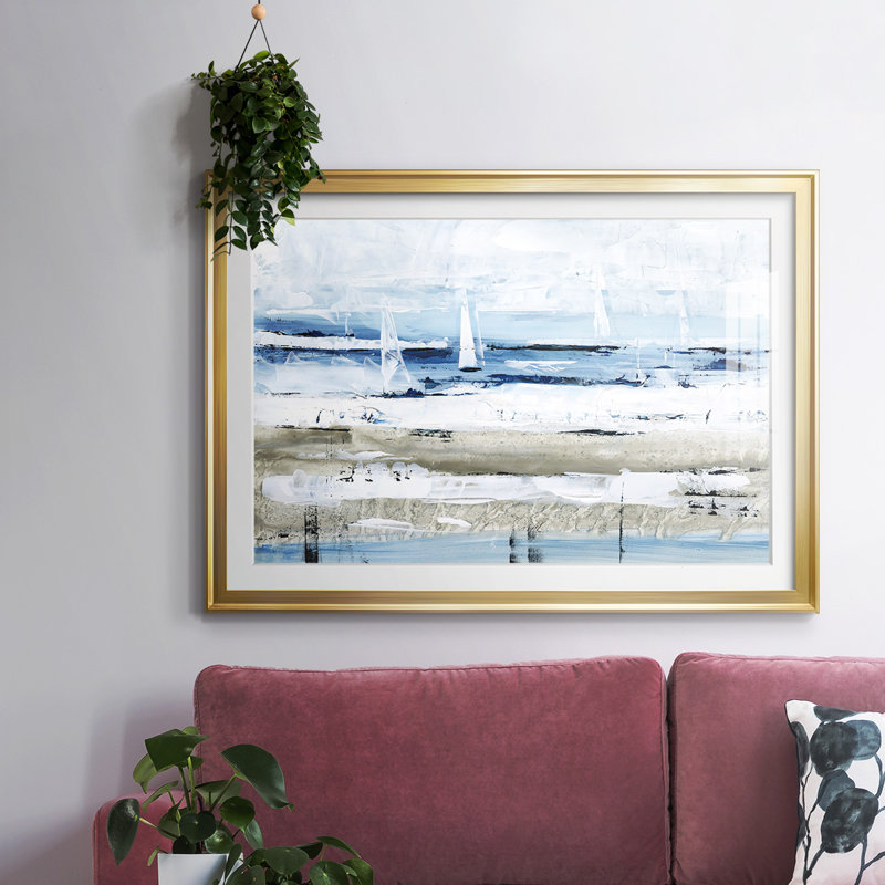 «Sea Gaze I», impression sur papier, Or, H 19 po x l 27 po x P 1,5 po