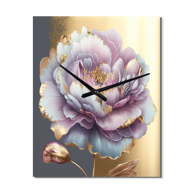 Fleur mauve simple - horloges murales florales, H 32 po x l 16 po x P 1 po