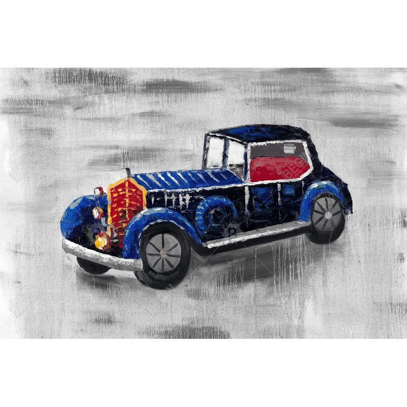 Voiture-jouet rétro bleue - Toile contemporaine