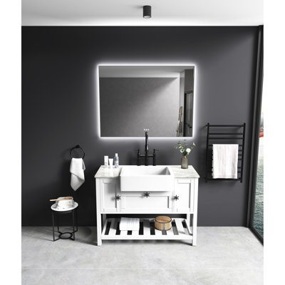 Wall Mounted Fog Led Bathroom Mirror, 48X36inch, Adjustable, Ideal For Makeup And Personal Grooming 48 X 36Inch Mirror With Functionality, Mounted, Adjustable A Chic Look