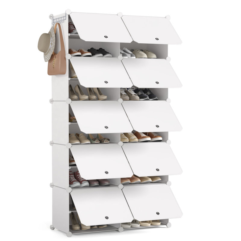 40 Pair Stackable Shoe Storage Cabinet, White