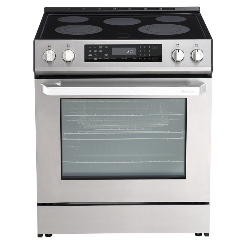 Cuisinière électrique 30 pouces autonettoyante avec AirFry et commandes tactiles en verre en acier inoxydable