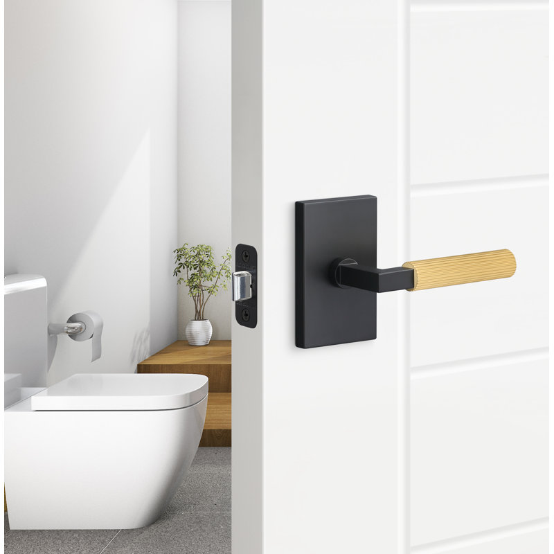 Levanto Passage Rosette, Straight Knurled Grip, Matte Black/Satin Nickel
