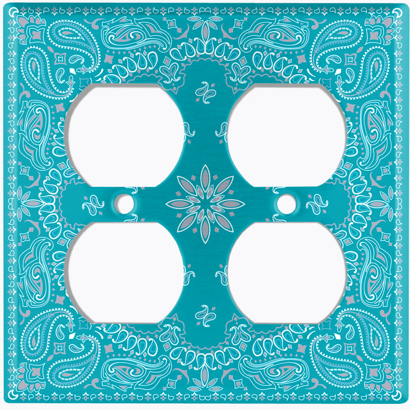 Plaque murale rectangulaire à 2 bandes Paisley Bandana, Bleu sarcelle