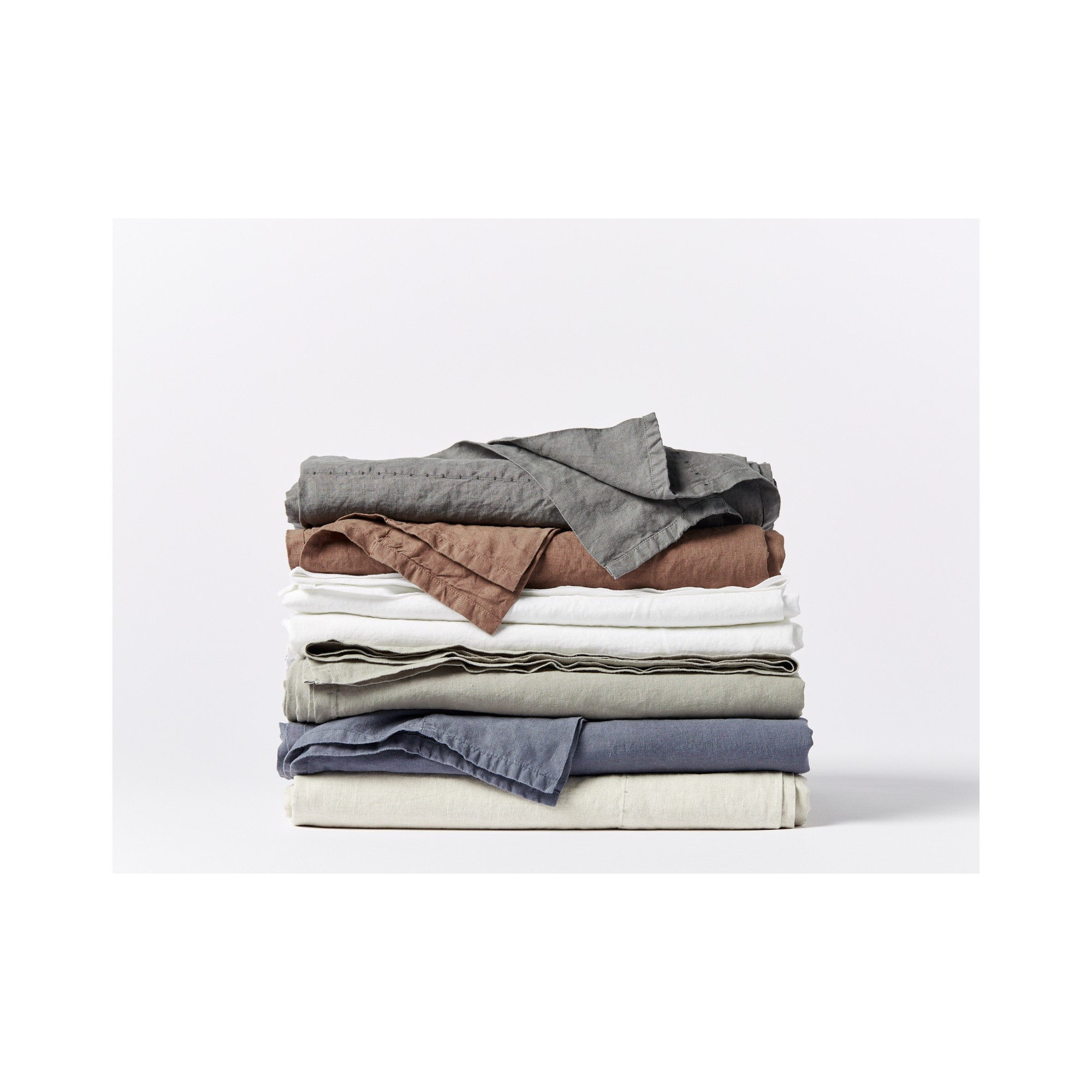 Organic Relaxed Belgian Flax Linen Standard Sheet Set, King Sheet Set with 2 Pillowcases, Fog