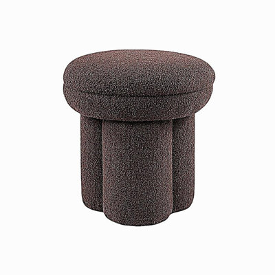 Chaise de style contemporain à dessus arrondi et base piédestal avec tabouret et champignon au fini brun