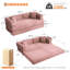 Canapé-lit convertible 5 en 1 - Canapé-lit pliant de 78,8 po avec structure robuste, revêtement en velours côtelé doux et 2 coussins, sans assemblage, futon multifonctionnel pour le salon, velours côtelé | Rose-2071667912