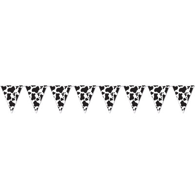 Cow Print Pennant Banner - 11" x 12' - Pack of 12