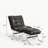 Mid-Century Modern Bauhaus Inspired Leather Lounge Chair With Ottoman Chrome Legs-1803340003
