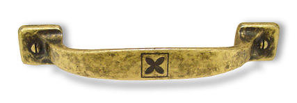 3-3/4" Cross Etched Pull Hammered Old Brass