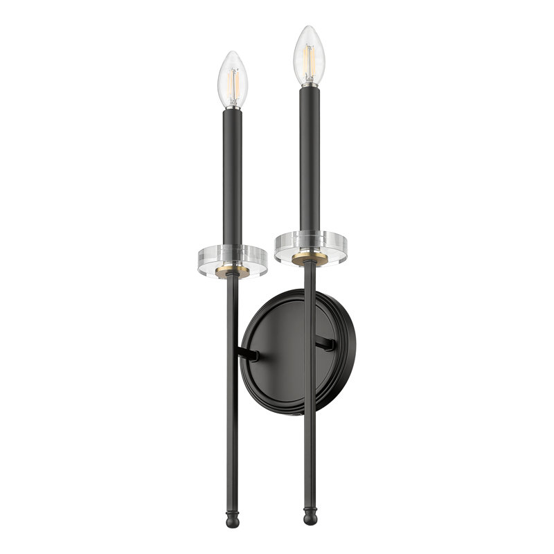 Gaultier 20.5 inch Matte Black+Mordern Gold 2 Light Wall Sconce, Matte Black+Mordern Gold