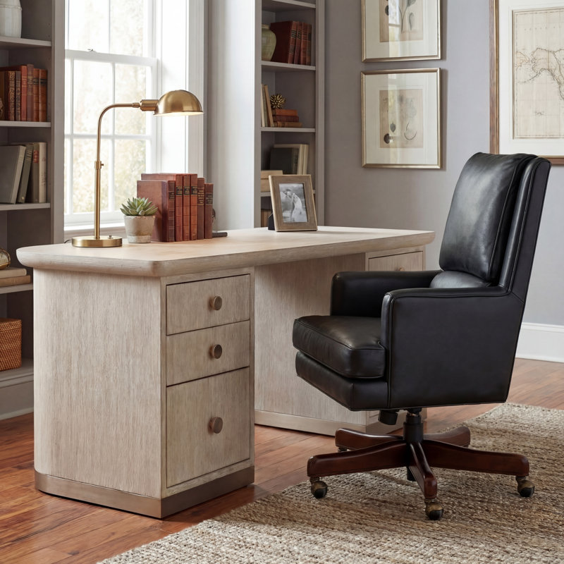 Wright Leather Swivel Executive Chair, Black