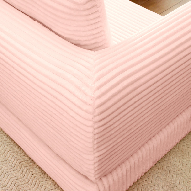 Canapé-lit pliant convertible avec mécanisme coulissant pour les espaces de vie, Rose, H 33,8 po x l 63 po x P 37,1 po