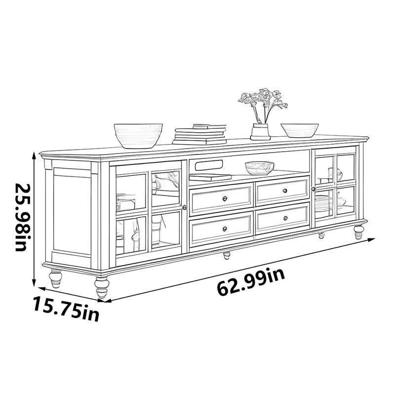 Meuble télé blanc américain, 62.99"