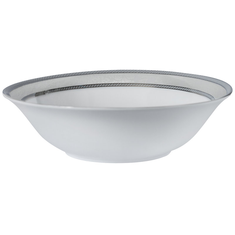 Bol à salade floral 9 po, Argent / Crème