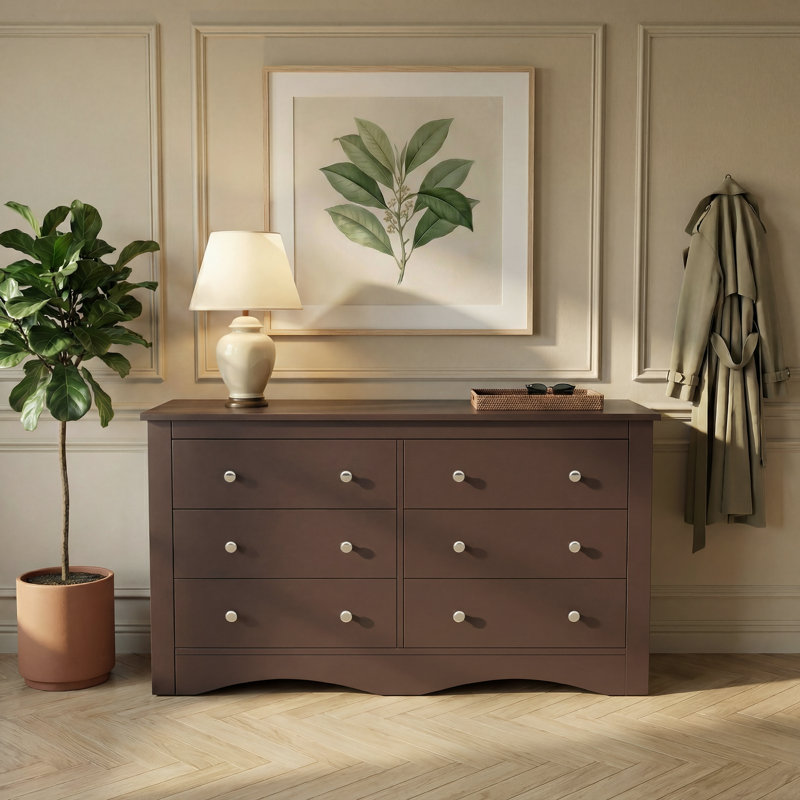 Conanso Dresser for Bedroom with 8 Drawers, Storage Tower with Fabric Bins, Black, Brown