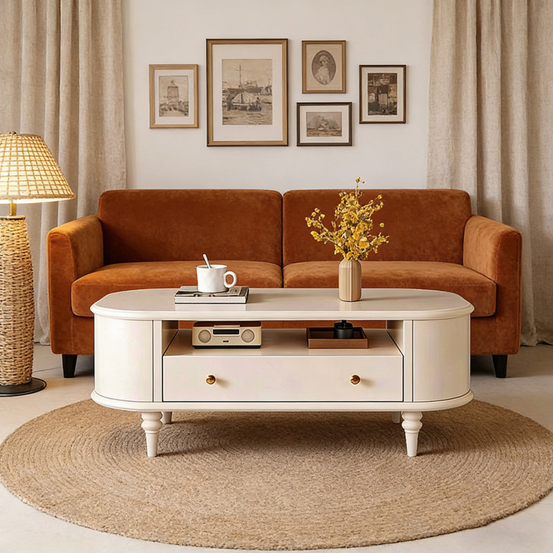 Table basse en bois massif avec tiroir Minimalist, 18.89" H x 51.18" L x 27.55" W