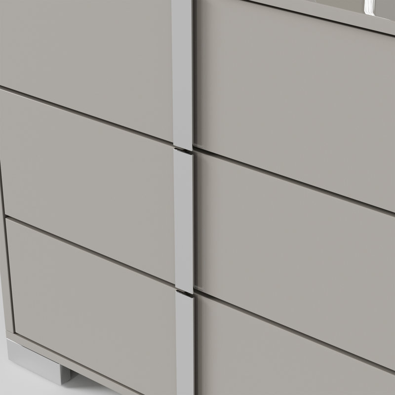 Commode 6 tiroirs Duckworth, Gris taupe
