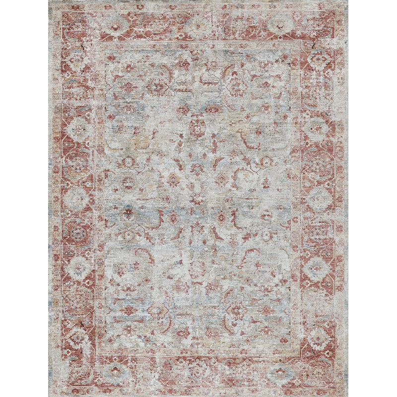 Antique Loom Blue/Rust Polyester powerloom Area Rug, Rectangle 14' x 18'