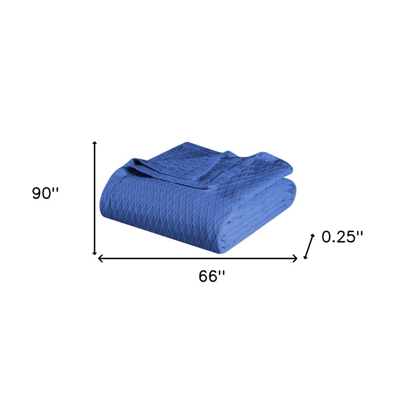 Twin Blue Cotton Woven Geometric Blanket