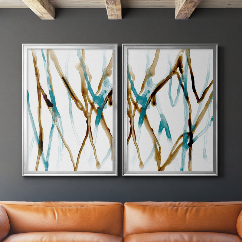 Runnel XVII, toile encadrée de qualité supérieure - prête à être accrochée, Argent, H 36,5 po x l 53 po