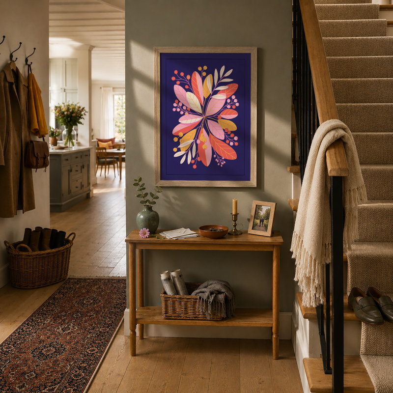 Radial Bloom Botanical - Framed Print, A2 - 59.4 x 42.0 cm, Oak