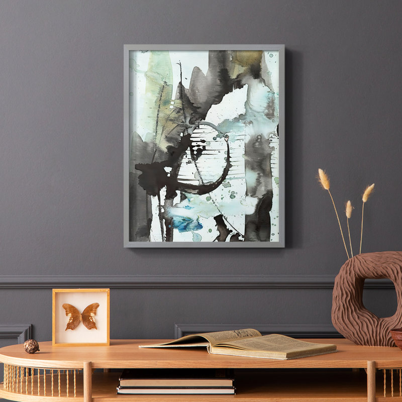 «Lyrical Abstract II», reproduction encadrée - bois massif, Gris, H 10 po x l 8 po