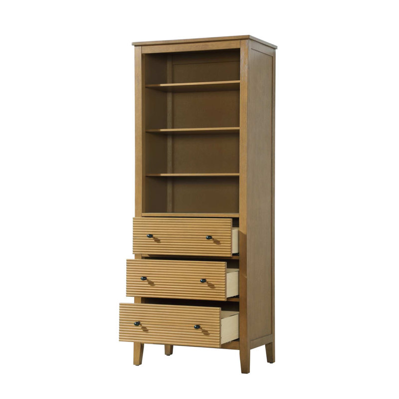 Open Shelving Bath Storage Cabinet, 72" H x 24" W x 18" D, Honey Teak