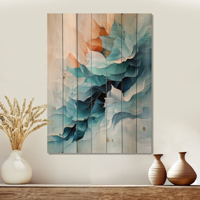 Impression moderne sur bois de pin naturel - Mouillage moderne de l'encre liquide II - Botanicals