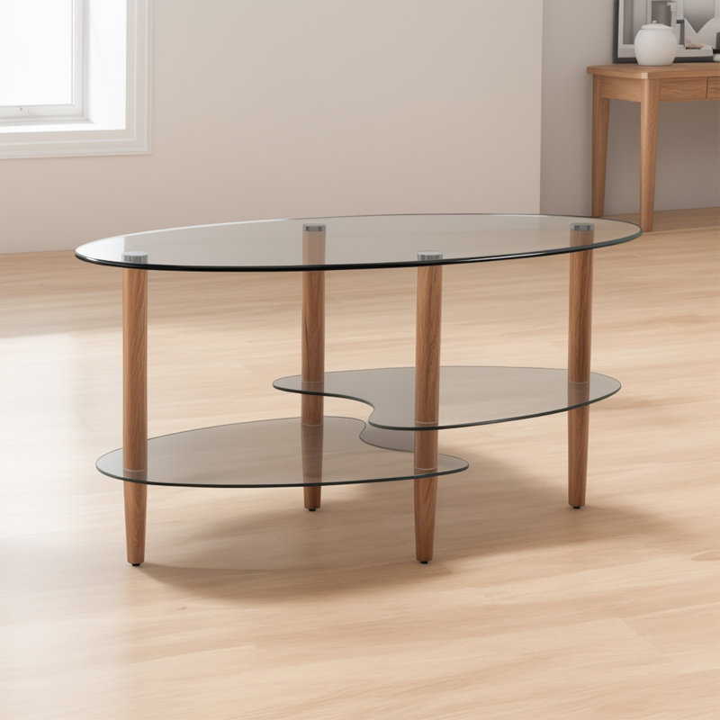 Table basse Harshan, Brun / transparent