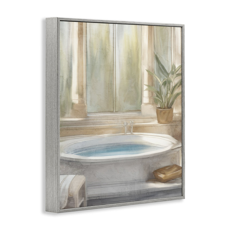 Scène de salle de bain Serenity, giclée encadrée, design par Kim Allen, H 14 po x l 11 po, Estampe numérique Farmhouse