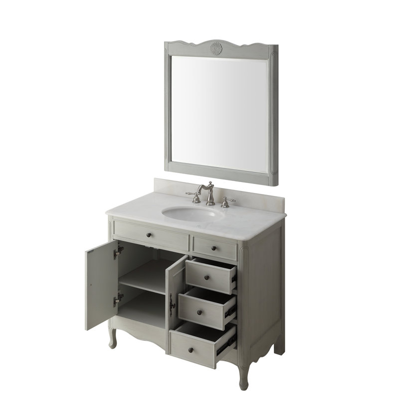 Ensemble de meuble-lavabo simple 38 po Medina, Gris clair vieilli
