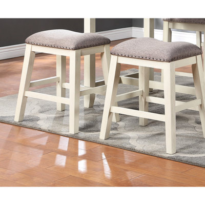Table de salle à manger à hauteur de comptoir de 2 chaises en bois massif avec coussin en mousse crème