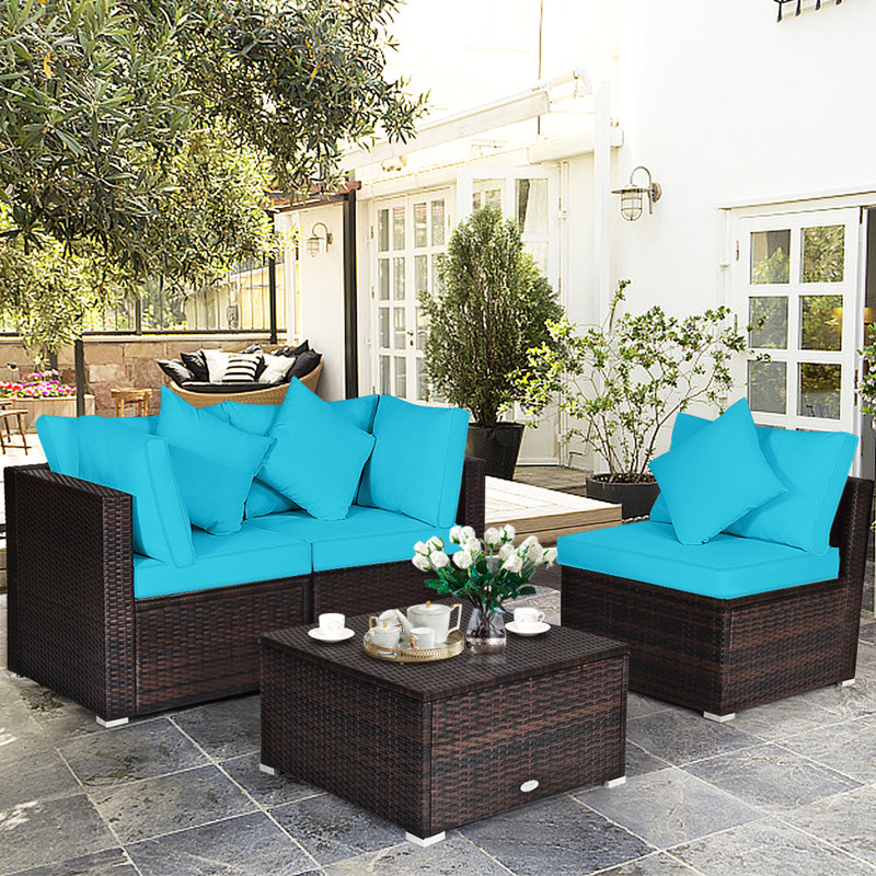Bridger 4 - Person Patio Conversation Set with Cushions, Blue
