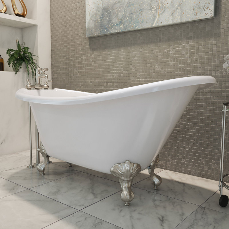 61" x 28" Freestanding Soaking Acrylic Bathtub