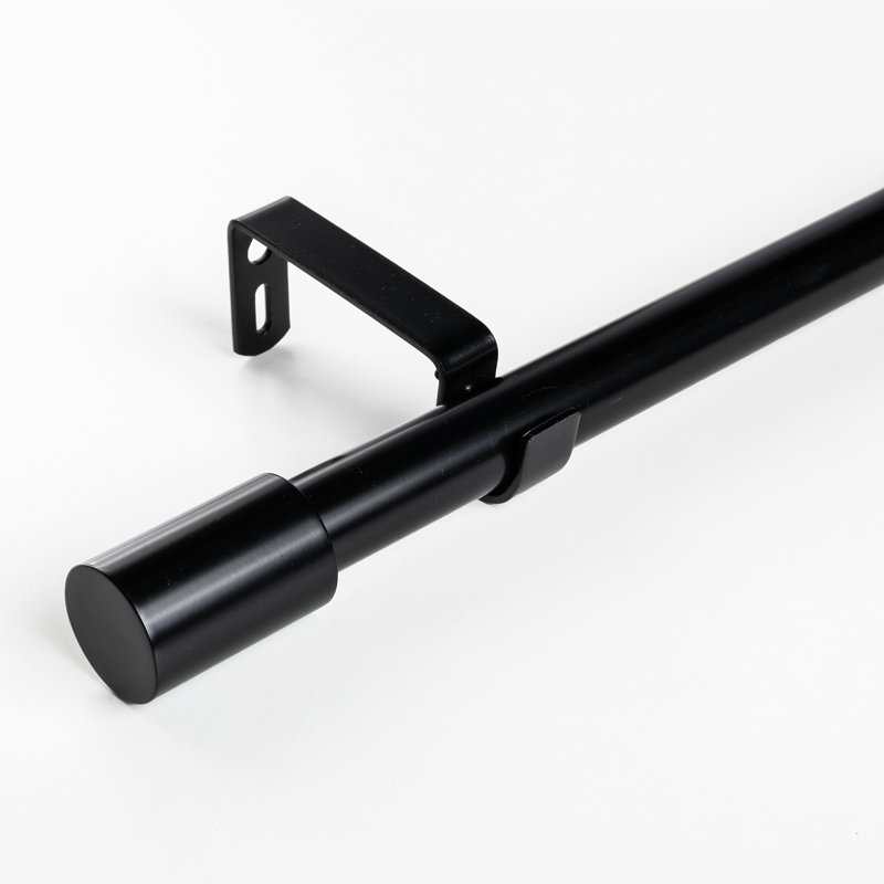 Salut Adjustable 1'' Single Curtain Rod, Black, 66" - 120"