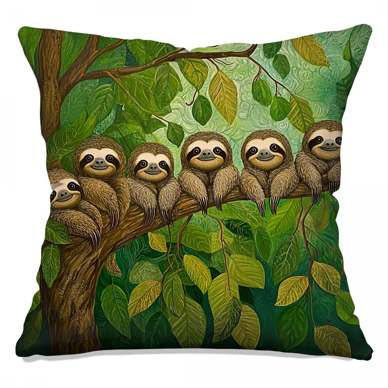 Sloth Throw Pillow, Animal Double Sided Pillows, 14 x 14 inches