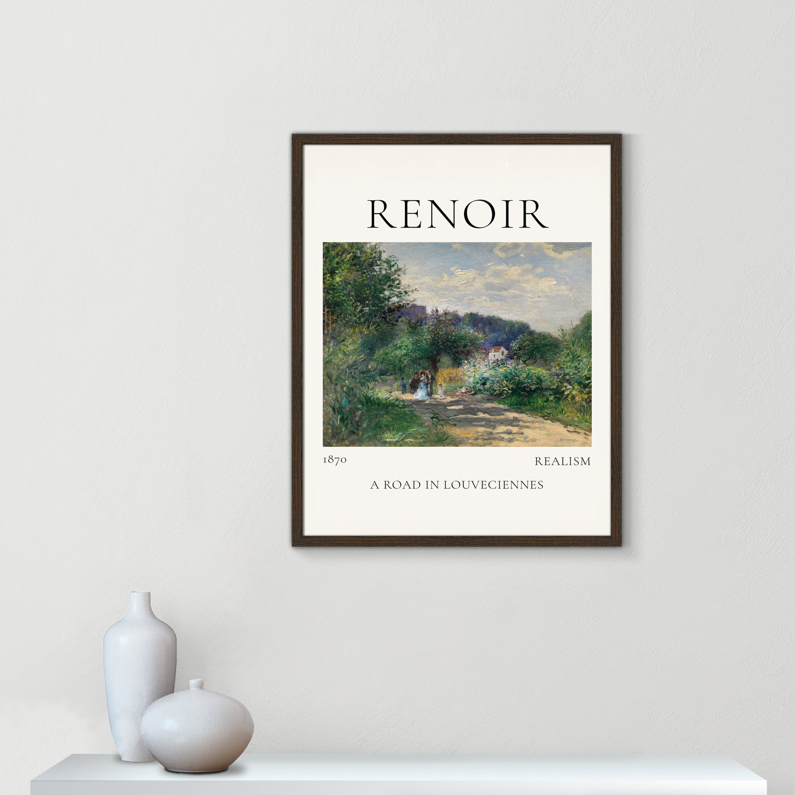 Rocchetto "A Road in Louveciennes" Print, Walnut Single Picture Frame, No, 35.5" H x 25.5" W x 0.75" D