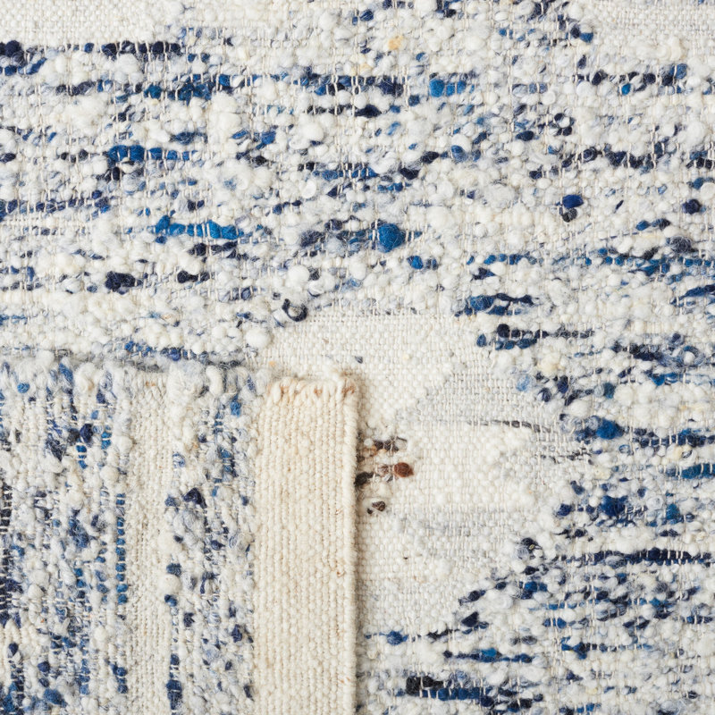 Manhattan Hand Woven Wool/Cotton Southwestern Rug in Blue/Ivory, Square 6'