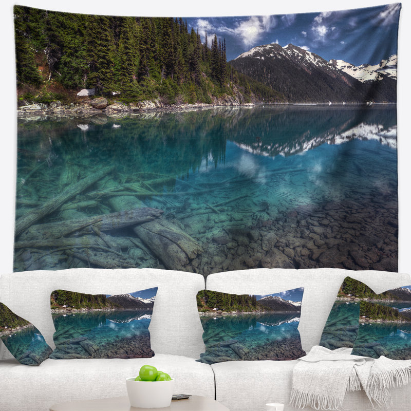 Tapisserie eaux et montagnes paysagent, H 32 po x l 39 po